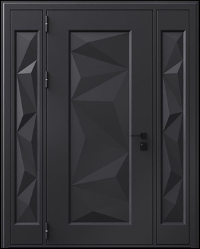 Входная термодверь с металлофиленкой, вставками по бокам и порошковым покрытием RAL 9004 (тип №8)